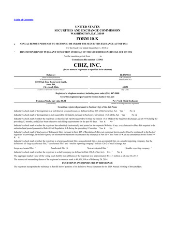 Thumbnail CBIZ 10-K Annual Report 2013