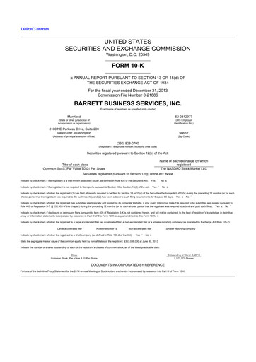 Thumbnail Barrett Business Services 10-K Annual Report 2013