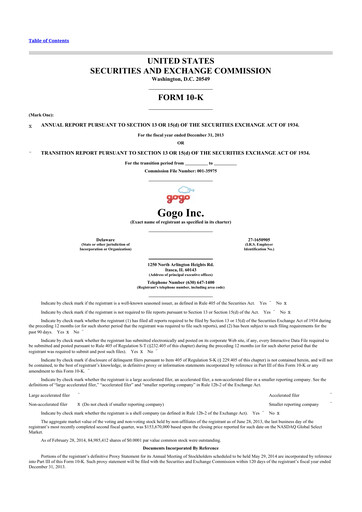 Thumbnail Gogo Inflight Internet
 10-K Annual Report 2013