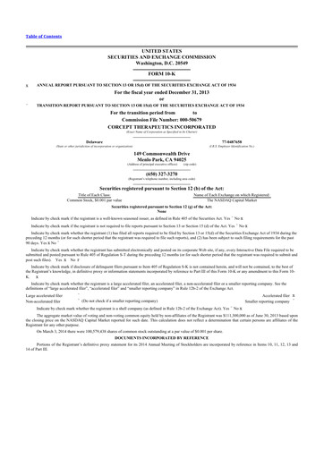 Thumbnail Corcept Therapeutics
 10-K Annual Report 2013