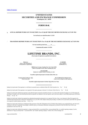 Thumbnail Lifetime Brands 10-K Annual Report 2013