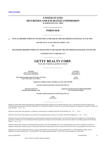 Thumbnail Getty Realty 10-K Annual Report 2013