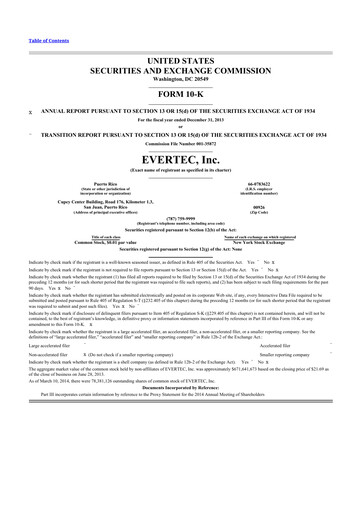 Thumbnail Evertec 10-K Annual Report 2013