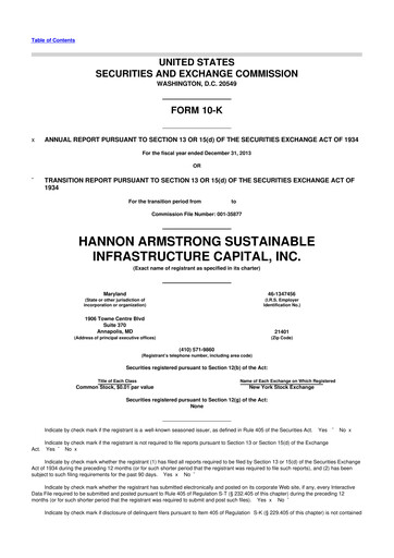Miniature HASI (HA Sustainable Infrastructure Capita) 10-K Rapport annuel 2013