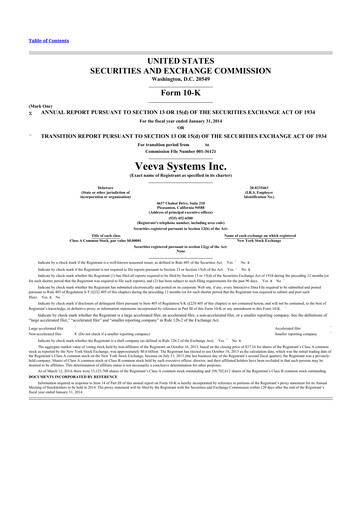 Thumbnail Veeva Systems 10-K Annual Report 2014