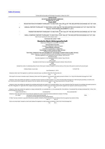 Thumbnail Deutsche Bank 20-F Annual Report 