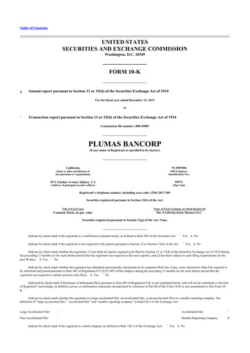 Thumbnail Plumas Bancorp 10-K Annual Report 2013