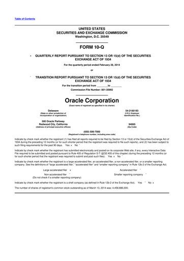 Thumbnail Oracle 10-Q Quarterly Report FY2014 