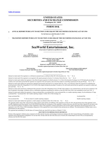 Thumbnail United Parks & Resorts 10-K Annual Report 2013