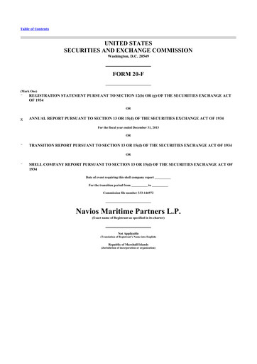 Thumbnail Navios Maritime Partners 20-F Annual Report 2013