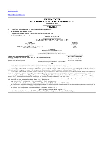 Thumbnail Galectin Therapeutics 10-K Annual Report 2013