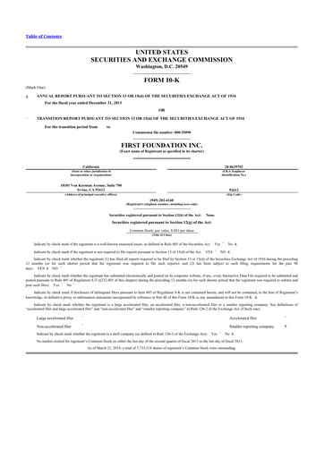 Thumbnail First Foundation
 10-K Annual Report 