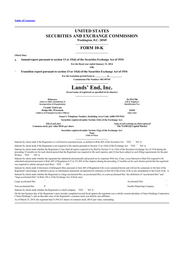 Thumbnail Lands' End
 10-K Annual Report 