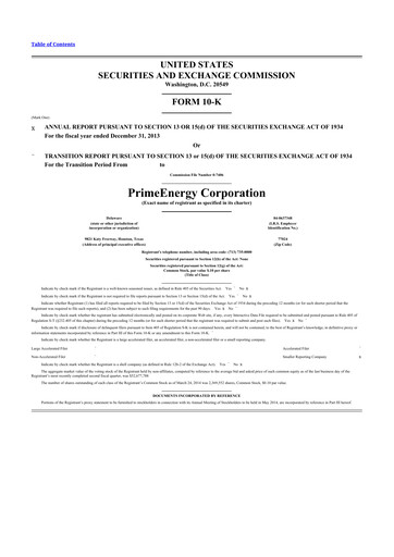 Thumbnail PrimeEnergy Resources 10-K Annual Report 2013