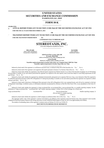 Thumbnail Stereotaxis 10-K Annual Report 2013