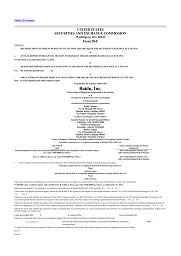 Thumbnail Baidu 20-F Annual Report 2013