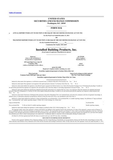 Thumbnail Installed Building Products 10-K Annual Report 