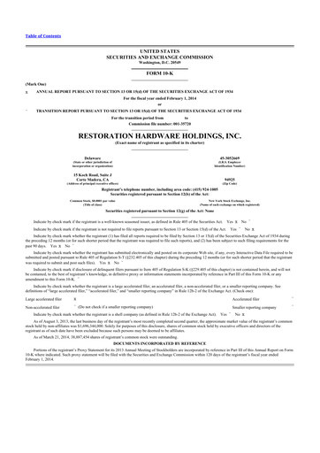 Thumbnail Restoration Hardware
 10-K Annual Report 2013