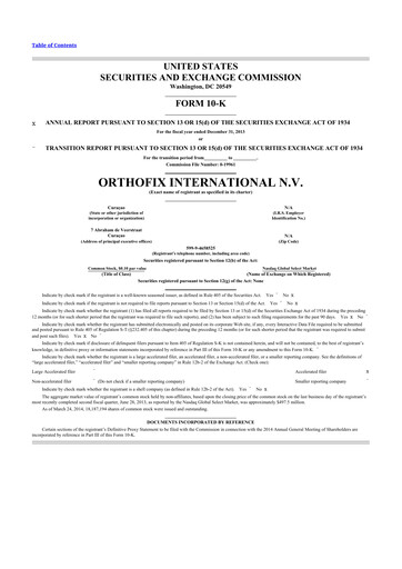 Thumbnail Orthofix Medical
 10-K Annual Report 2013
