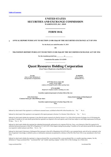 Thumbnail Quest Resource Holding 10-K Annual Report 2013