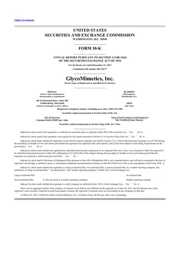 Thumbnail GlycoMimetics
 10-K Annual Report 