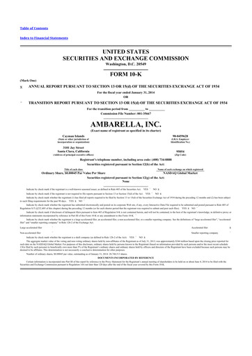 Thumbnail Ambarella 10-K Annual Report 2014