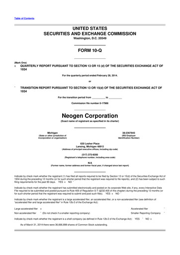 Thumbnail Neogen 10-Q Quarterly Report FY2014 