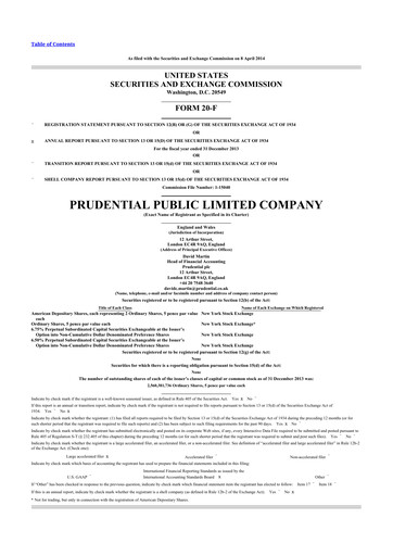 Thumbnail Prudential 20-F Annual Report 