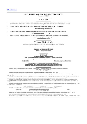 Thumbnail Trinity Biotech
 20-F Annual Report 