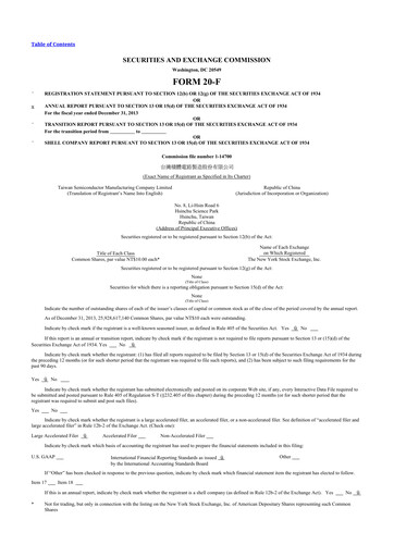 Thumbnail TSMC 20-F Annual Report 