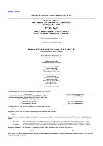 Thumbnail Fomento Económico Mexicano (FEMSA) 20-F Annual Report 