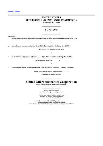 Thumbnail United Microelectronics 20-F Annual Report 