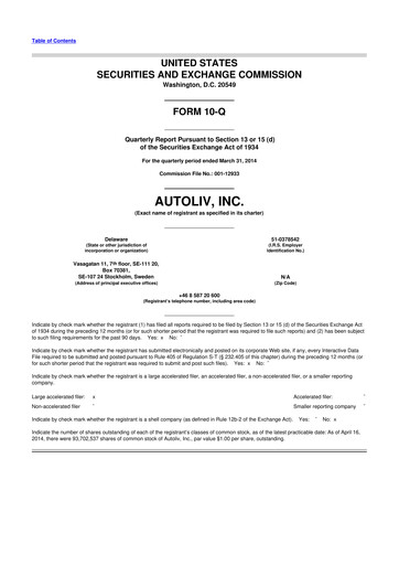 Vorschaubild Autoliv 10-Q Quartalsbericht 2014 
