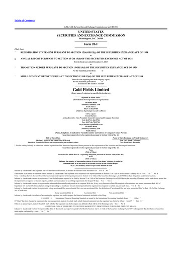 Thumbnail Gold Fields
 20-F Annual Report 2013