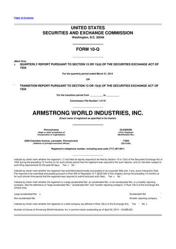 Thumbnail Armstrong World Industries
 10-Q Quarterly Report FY2014 