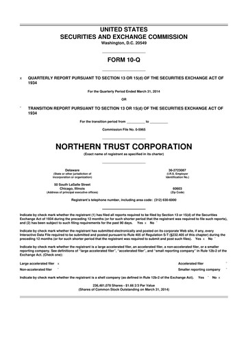 Thumbnail Northern Trust
 10-Q Quarterly Report FY2014 