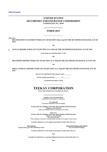 Thumbnail Teekay 20-F Annual Report 2013