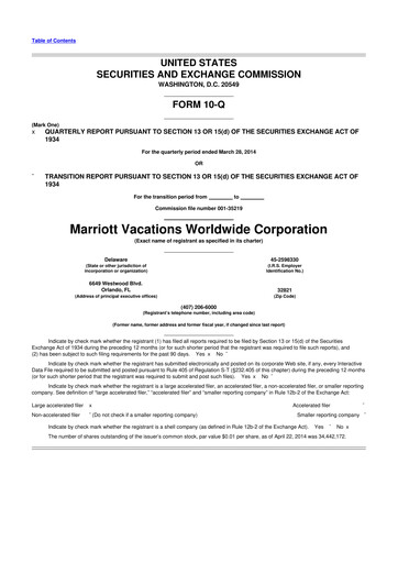 Thumbnail Marriott Vacations Worldwide 10-Q Quarterly Report FY2014 