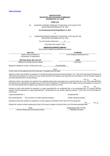 Thumbnail American Express 10-Q Quarterly Report FY2014 