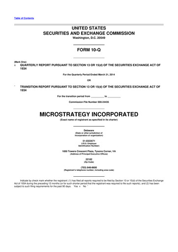 Thumbnail Strategy 
 (MicroStrategy) 10-Q Quarterly Report FY2014 