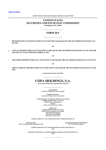 Thumbnail Copa Holdings
 20-F Annual Report 