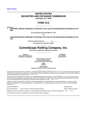 Thumbnail CommScope
 10-Q Quarterly Report FY2014 