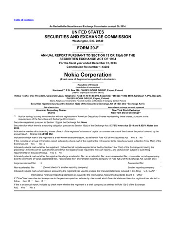 Vorschaubild Nokia 20-F Jahresbericht 