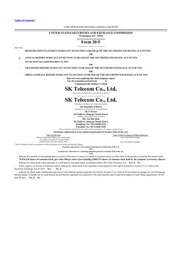 Miniature SK Telecom 20-F Rapport annuel 