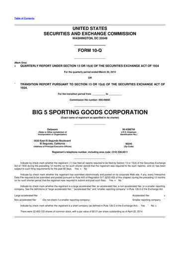 Thumbnail Big 5 Sporting Goods 10-Q Quarterly Report FY2014 