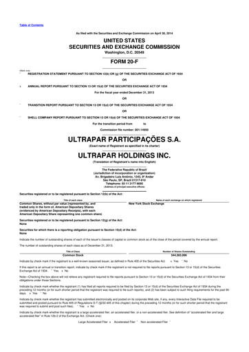 Thumbnail Ultrapar Participacoes 20-F Annual Report 