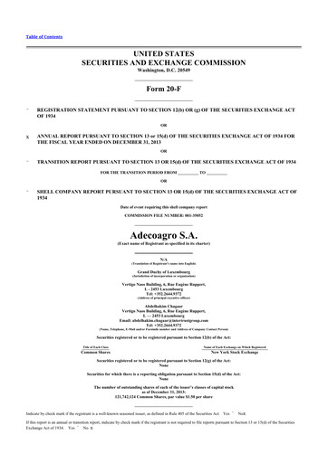 Thumbnail Adecoagro 20-F Annual Report 