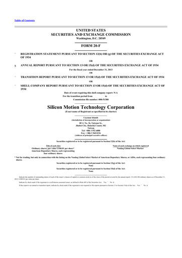 Thumbnail Silicon Motion
 20-F Annual Report 2013