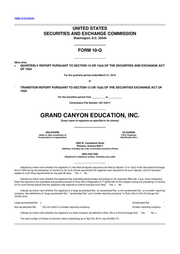 Thumbnail Grand Canyon Education 10-Q Quarterly Report FY2014 