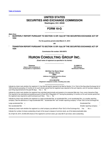 Thumbnail Huron Consulting 10-Q Quarterly Report FY2014 